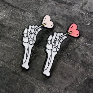 Skeleton Hand Enamel Lapel Pin Set